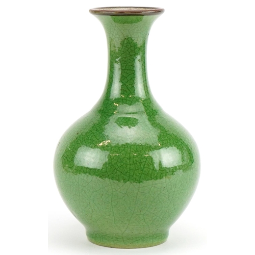 1117 - Chinese Ge ware type porcelain vase having a green crackle glaze, 22cm high