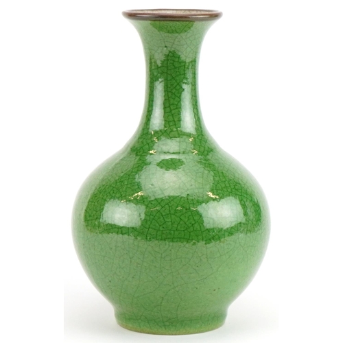 1117 - Chinese Ge ware type porcelain vase having a green crackle glaze, 22cm high