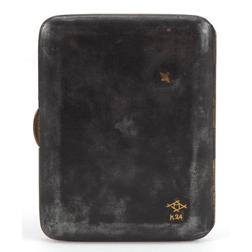 163 - Japanese Komai style damascene cigarette case, 8.5cm x 6.5cm