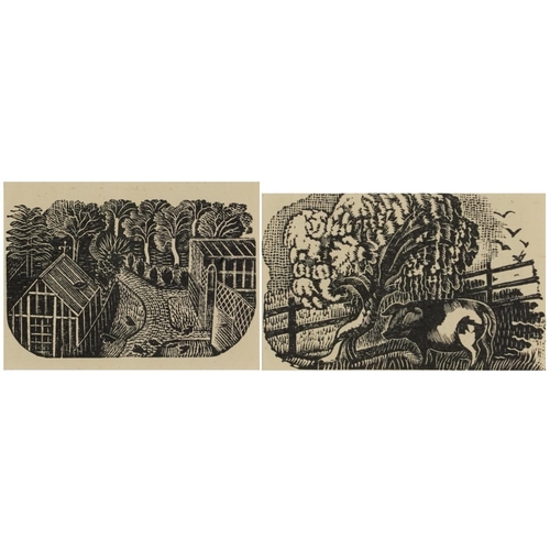 1340 - Eric Ravilious - Farming Scenes, two wood  engravings, each inscribed Kynoch Press notebook illustra... 