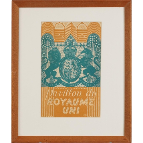 274 - Eric Ravilious - Guide des Objects Exposes Dans la Pavillon du Royaume Uni, inscribed 1937 Expositio... 