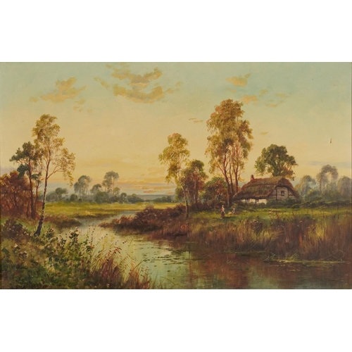 1021 - River scenes, matched pair of 19th/early 20th century oil on canvases, one signed L Richards, mounte... 