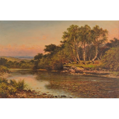 1021 - River scenes, matched pair of 19th/early 20th century oil on canvases, one signed L Richards, mounte... 