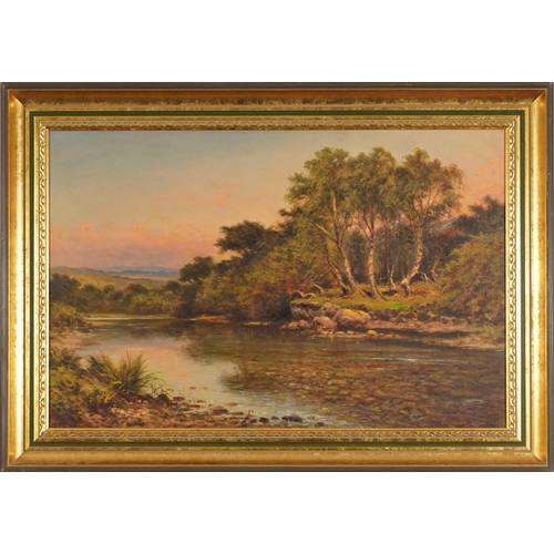 1021 - River scenes, matched pair of 19th/early 20th century oil on canvases, one signed L Richards, mounte... 