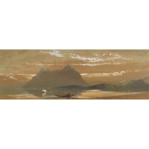 88 - William Collingwood Smith - Boats on North Italian lake, signed gouache, Charles H West label verso,... 