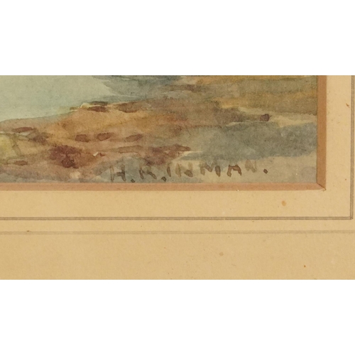 236 - Henry Reid Inman - The Lighthouse, Turnberry, signed watercolour, details verso, mounted, framed and... 