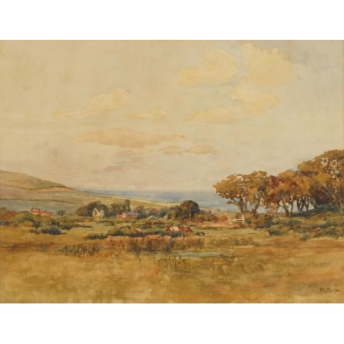 238 - Patrick Lewis Forbes - Rural landscape with cattle, signed watercolour, mounted, framed and glazed, ... 