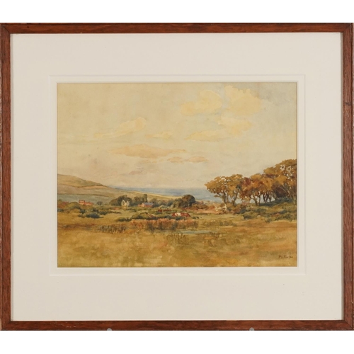 238 - Patrick Lewis Forbes - Rural landscape with cattle, signed watercolour, mounted, framed and glazed, ... 