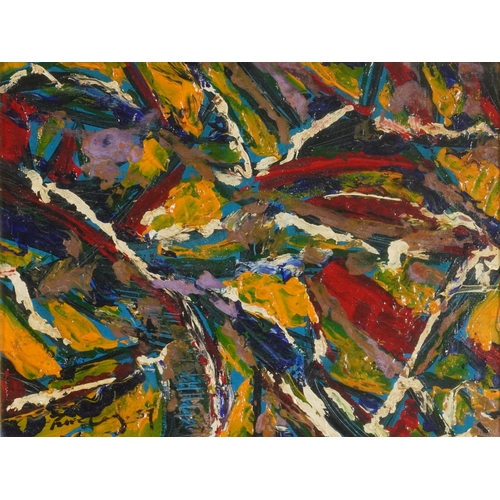 1301 - Abstract composition, impasto oil on canvas, mounted, framed and glazed, 39cm x 29cm excluding the m... 