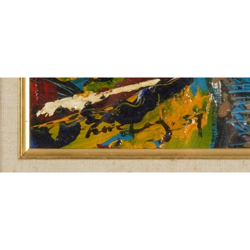 1301 - Abstract composition, impasto oil on canvas, mounted, framed and glazed, 39cm x 29cm excluding the m... 