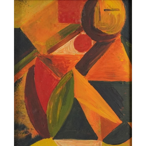 1341 - Abstract composition, oil on board, mounted, framed and glazed, 21.5cm x 17cm excluding the mount an... 