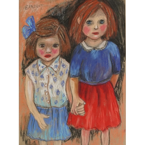 1248 - Circle of Joan Eardley - Sunday Best, pastel, mounted, framed and glazed, 44.5cm x  32.5cm excluding... 