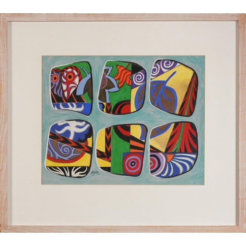 16 - Manner Eileen Agar - Abstract composition, gouache, pastel and ink, mounted, framed and glazed, 45.5... 