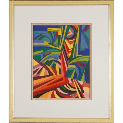 1032 - Manner of Jeanne Kosnik-Kloss - Abstract composition, gouache on paper, mounted, framed and glazed, ... 