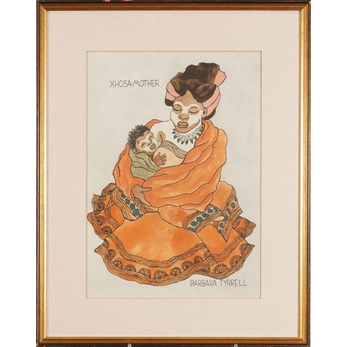 1318 - Barbara Tyrrell - Mother and child, two pictures, one gouache and one lithograph signed by the artis... 