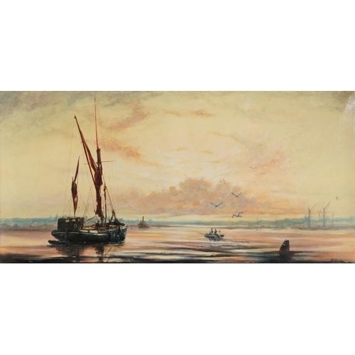 1033 - S Corton - Malden Estuary, oil on canvas with Freda Montague Gallery insurance valuation, mounted an... 