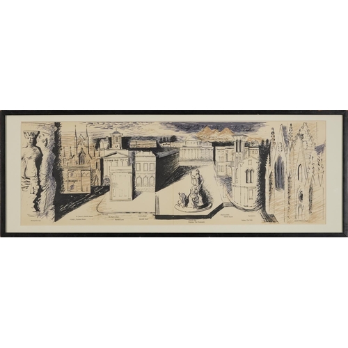 15 - John Piper - Cheltenham, lithograph inscribed Curwen Press 1940 verso, mounted, framed and glazed, 7... 