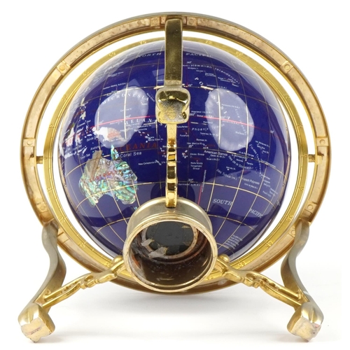 1285 - Specimen table globe with bronzed mounts and compass under tier, 33cm high