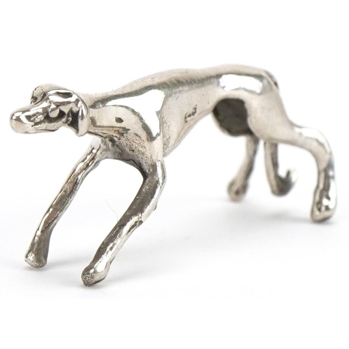 263 - Miniature silver Greyhound, 3.2cm in length, 3.8g