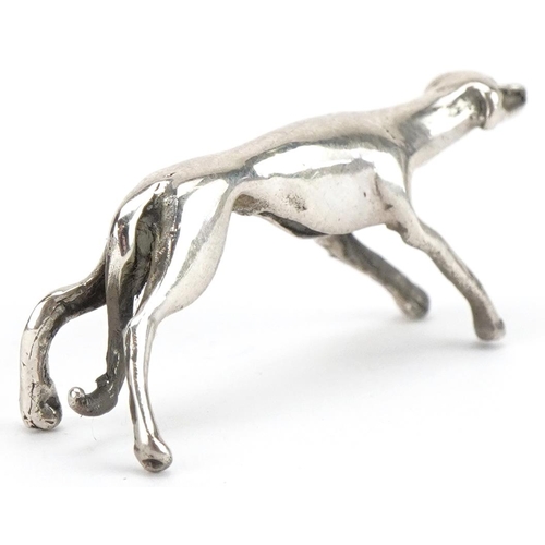 263 - Miniature silver Greyhound, 3.2cm in length, 3.8g