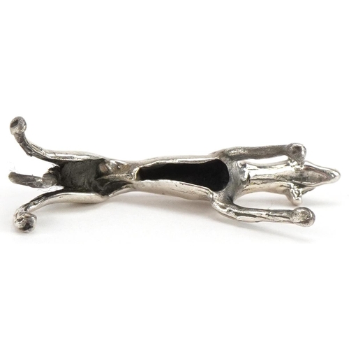 263 - Miniature silver Greyhound, 3.2cm in length, 3.8g