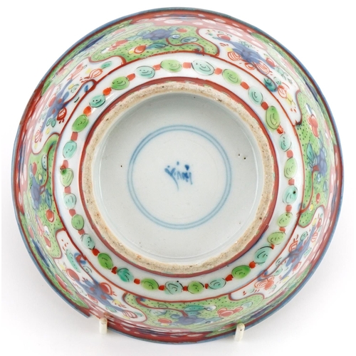 1187 - Chinese doucai porcelain bowl hand painted with flowers, 16.5cm in diameter