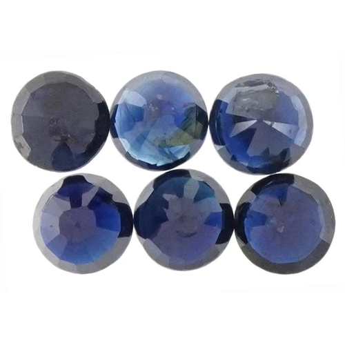 2106 - Six round cut sapphires, total weight approximately 2.37 carat