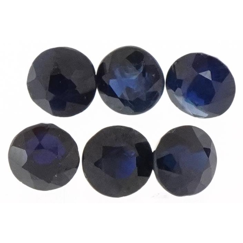 2106 - Six round cut sapphires, total weight approximately 2.37 carat