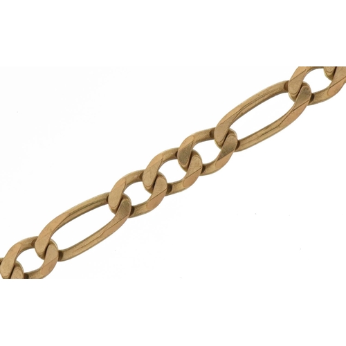 2169 - 9ct gold Figaro link bracelet, 18cm in length, 7.2g