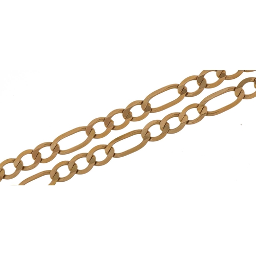 2096 - 9ct gold Figaro link necklace, 60cm in length, 8.0g