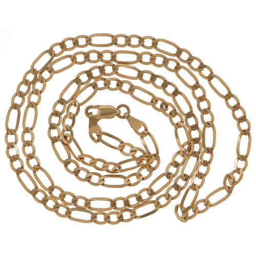 2096 - 9ct gold Figaro link necklace, 60cm in length, 8.0g