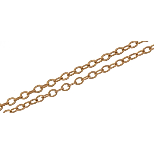 2585 - Yellow metal fine Belcher link necklace, 48cm in length, 1.0g