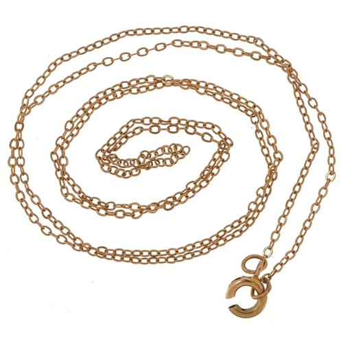 2585 - Yellow metal fine Belcher link necklace, 48cm in length, 1.0g