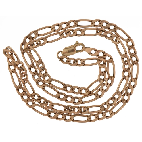 2036 - 9ct gold Figaro link necklace, 48cm in length, 6.4g