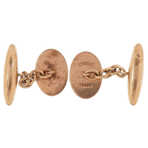 2052 - Pair of 9ct rose gold cufflinks, 2.6cm in length, 7.2g