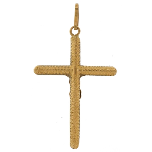 2145 - 18ct gold crucifix pendant, 3.6cm high, 1.9g