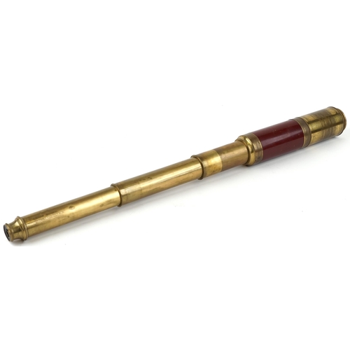 86 - Victorian T Harris & Son of London Day or Night three draw brass telescope, 28cm in length when clos... 