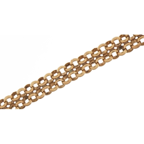 2185 - 9ct gold two row Belcher link bracelet, 18cm in length, 4.3g