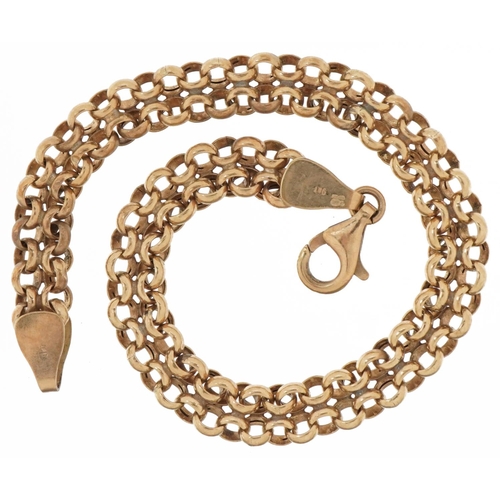 2185 - 9ct gold two row Belcher link bracelet, 18cm in length, 4.3g