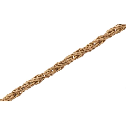 2781 - 9ct gold rope twist bracelet, 16cm in length, 1.4g