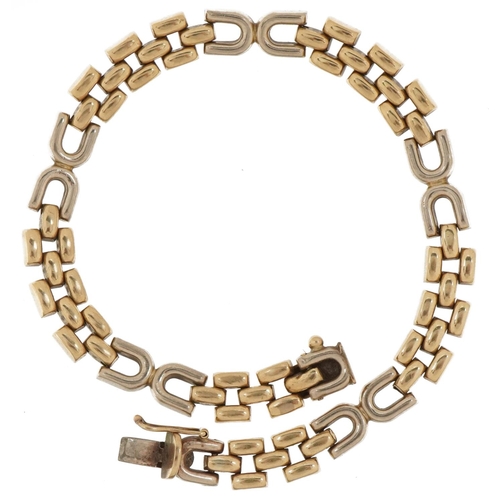 2202 - Modernist two tone gold bracelet, 20cm in length, 12.4g