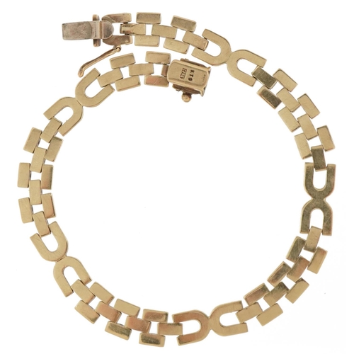 2202 - Modernist two tone gold bracelet, 20cm in length, 12.4g