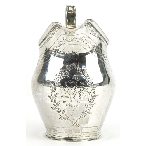 40 - George IV silver cream jug with engraved decoration, indistinct maker's mark, possibly SAB, London 1... 