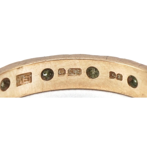 2743 - 9ct gold white spinel eternity ring, size M/N, 2.3g