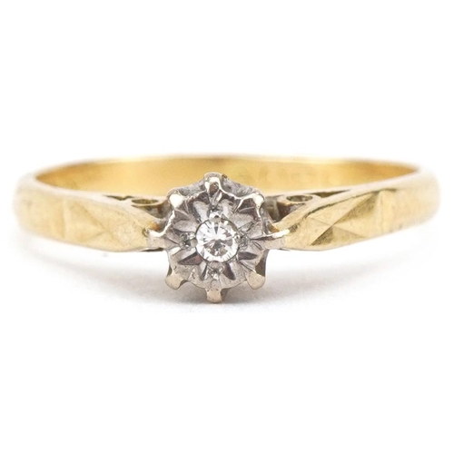 2168 - 18ct gold diamond solitaire ring, size N, 3.1g