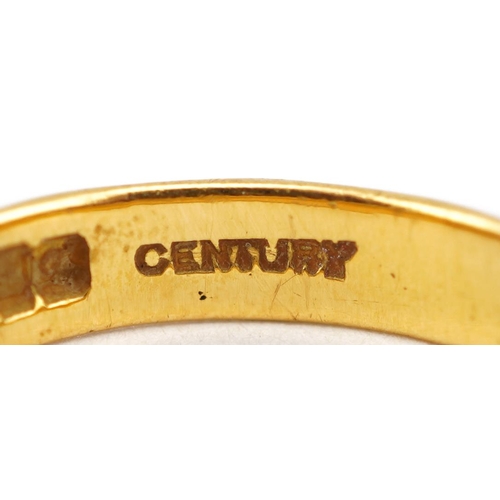 2637 - 22ct gold wedding band, size K, 3.1g