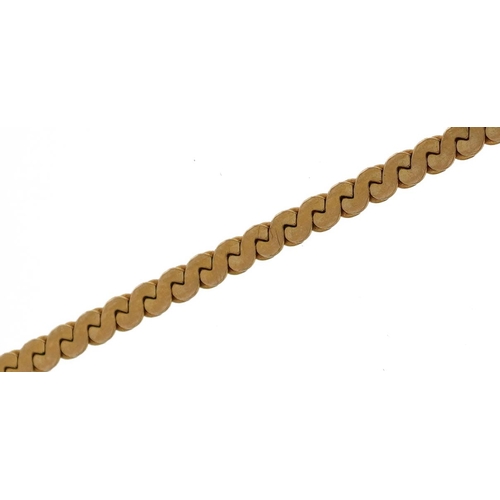 2578 - Unmarked gold S link bracelet, 18cm in length, 3.4g