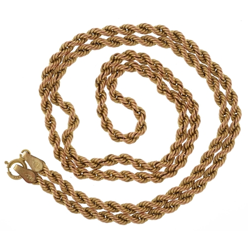 2133 - 9ct gold rope twist necklace, 44cm in length, 3.0g