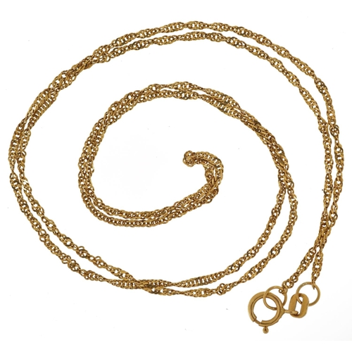 2574 - 18ct gold rope twist necklace, 52cm in length, 2.4g