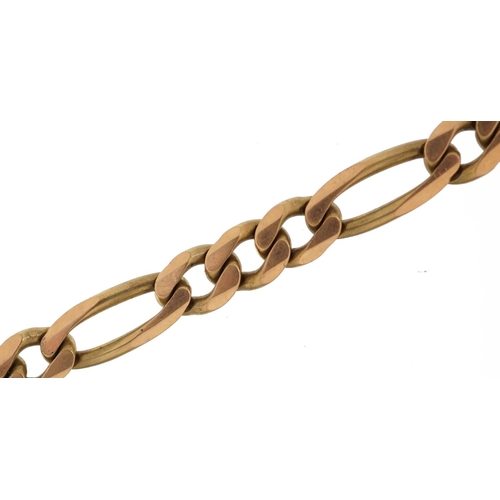 2116 - 9ct gold Figaro link bracelet, 16cm in length, 13.0g